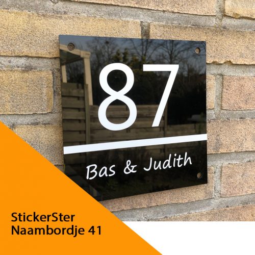 naambordje zwart strak 20x20