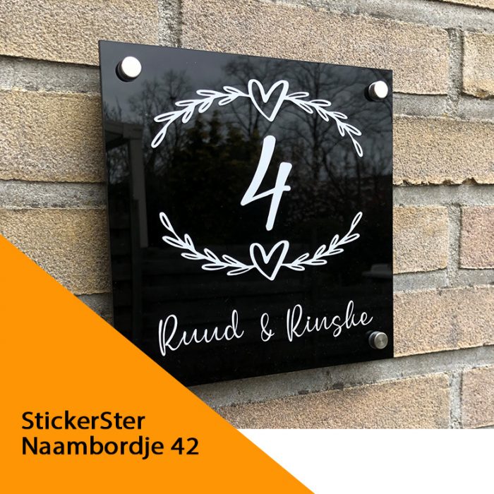 naambordje voordeur krans 20x20 model 42