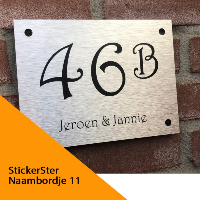 naambordje rvs look 15x20 namen onder nummer