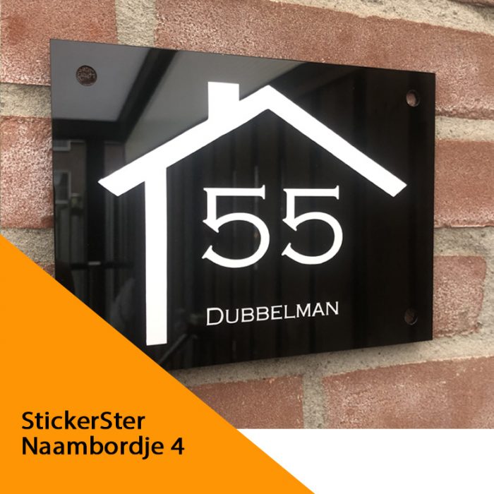 zwart naambordje 15x20 nummer en naam in huis